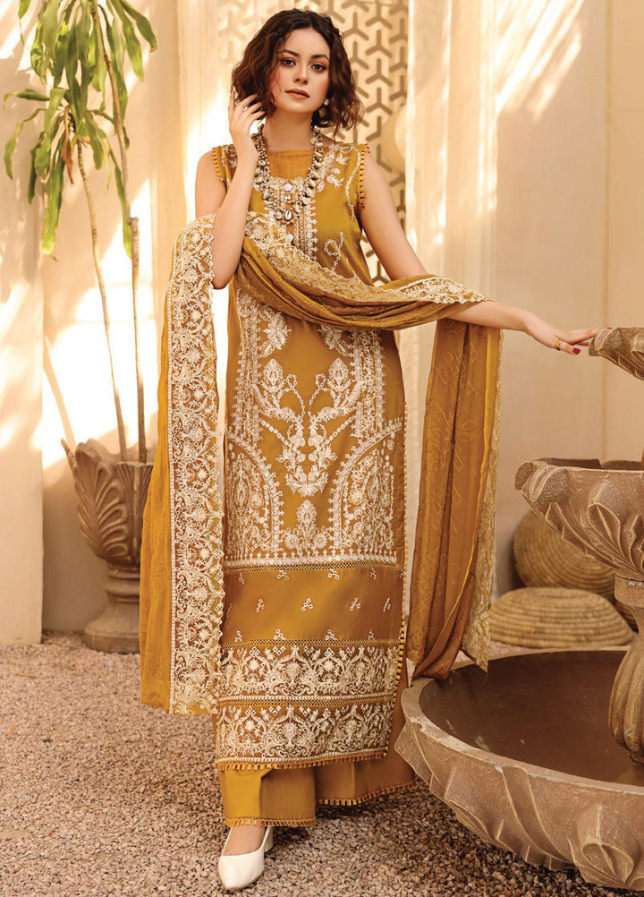 Hazoori Baagh By Humdum Embroidered Lawn Suits Unstitched 3 Piece HD23HB D-7 - Summer Collection