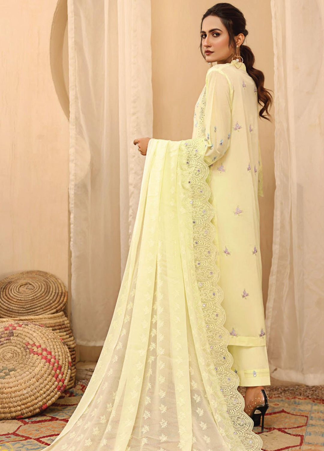 Hazoori Baagh By Humdum Embroidered Lawn Suits Unstitched 3 Piece HD23HB D-9 - Summer Collection