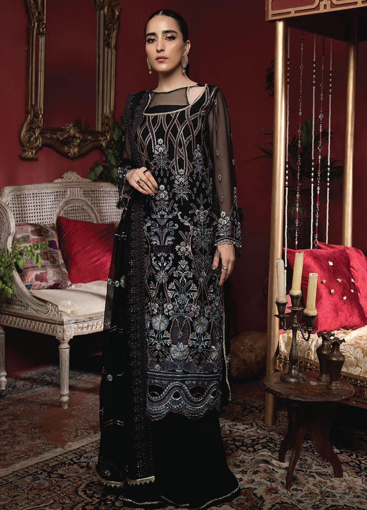 Heer By Humdum Embroidered Chiffon Suits Unstitched 3 Piece HD23HR D-01 - Formal Collection