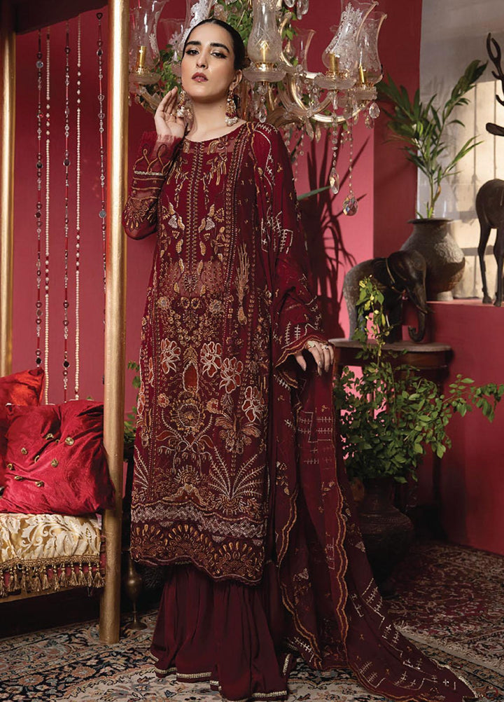 Heer By Humdum Embroidered Chiffon Suits Unstitched 3 Piece HD23HR D-03 - Formal Collection