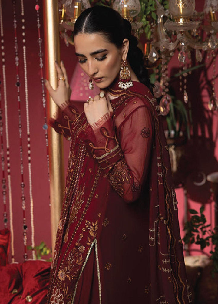Heer By Humdum Embroidered Chiffon Suits Unstitched 3 Piece HD23HR D-03 - Formal Collection