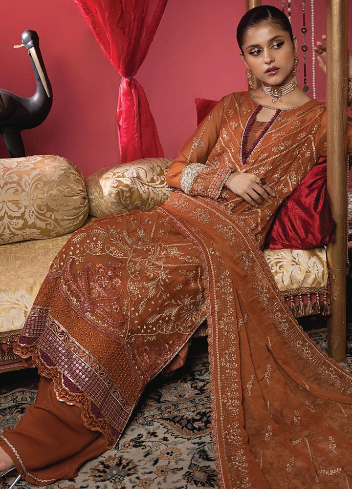 Heer By Humdum Embroidered Chiffon Suits Unstitched 3 Piece HD23HR D-05 - Formal Collection