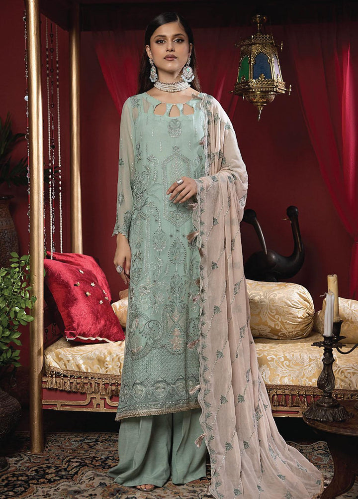 Heer By Humdum Embroidered Chiffon Suits Unstitched 3 Piece HD23HR D-07 - Formal Collection