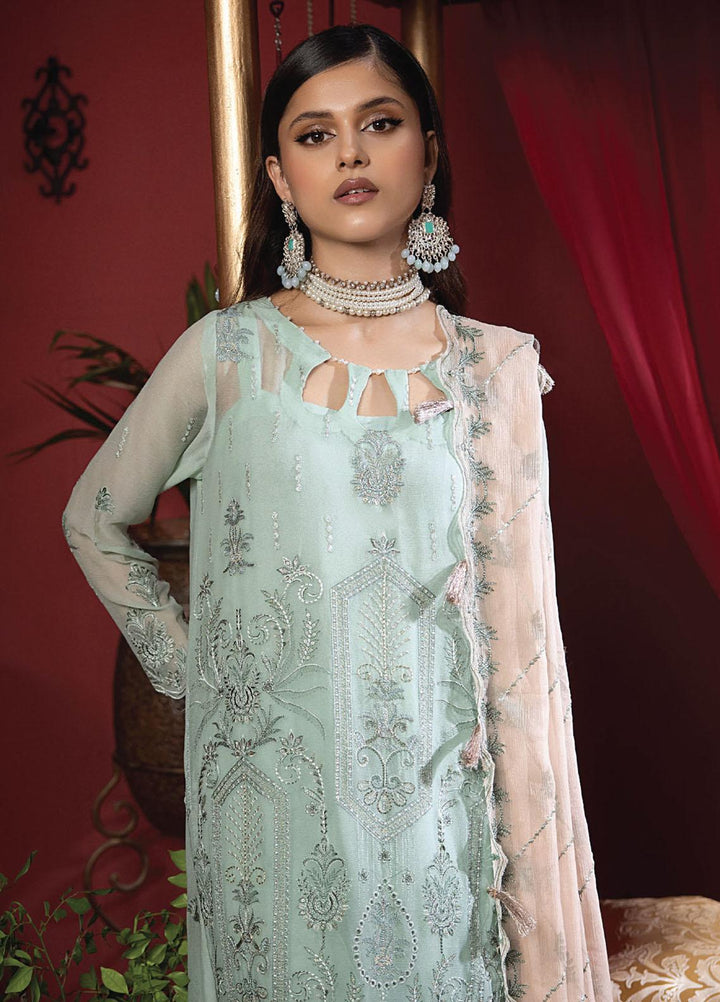 Heer By Humdum Embroidered Chiffon Suits Unstitched 3 Piece HD23HR D-07 - Formal Collection