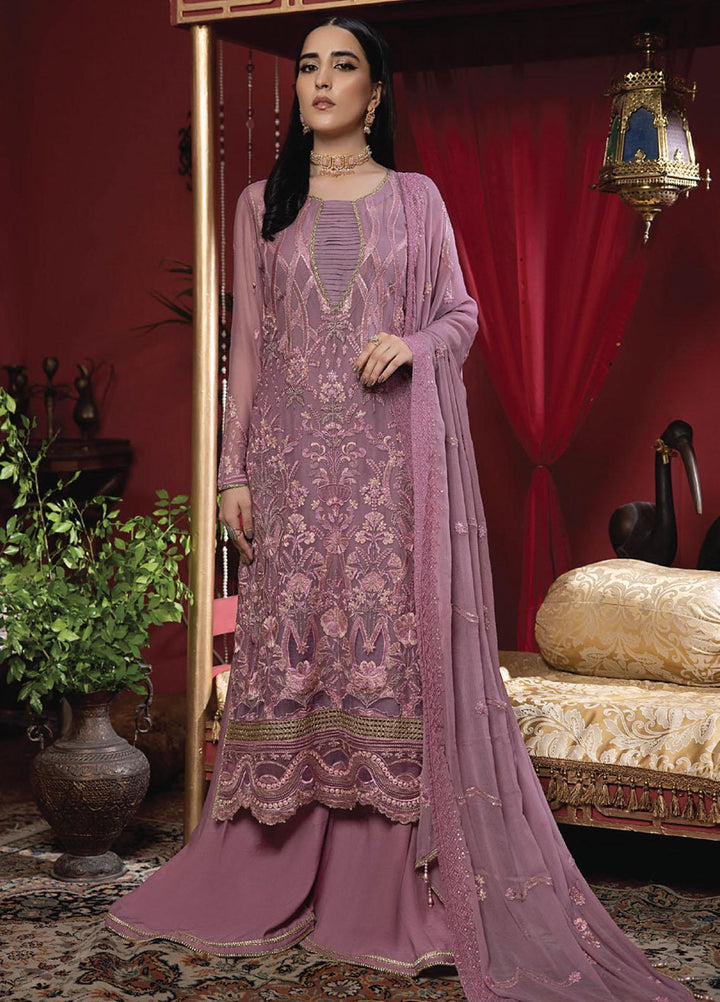 Heer By Humdum Embroidered Chiffon Suits Unstitched 3 Piece HD23HR D-10 - Formal Collection