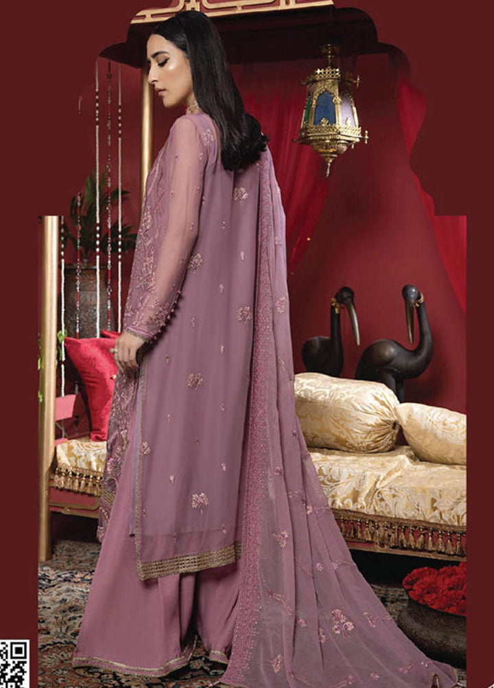 Heer By Humdum Embroidered Chiffon Suits Unstitched 3 Piece HD23HR D-10 - Formal Collection