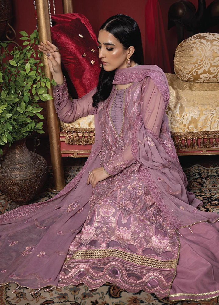Heer By Humdum Embroidered Chiffon Suits Unstitched 3 Piece HD23HR D-10 - Formal Collection