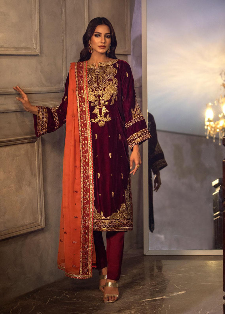 Heer By Noorma Kaamal Embroidered Velvet Suits Unstitched 3 Piece NK22H NK-V-05 - Luxury Collection