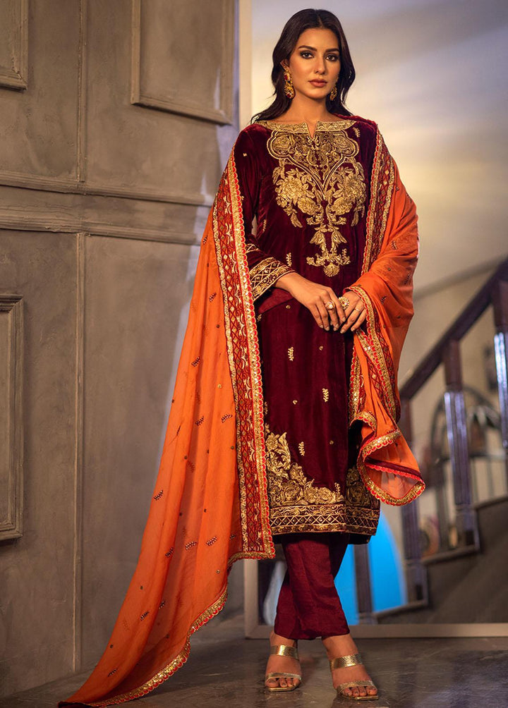 Heer By Noorma Kaamal Embroidered Velvet Suits Unstitched 3 Piece NK22H NK-V-05 - Luxury Collection
