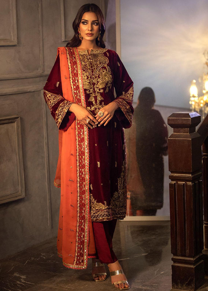 Heer By Noorma Kaamal Embroidered Velvet Suits Unstitched 3 Piece NK22H NK-V-05 - Luxury Collection