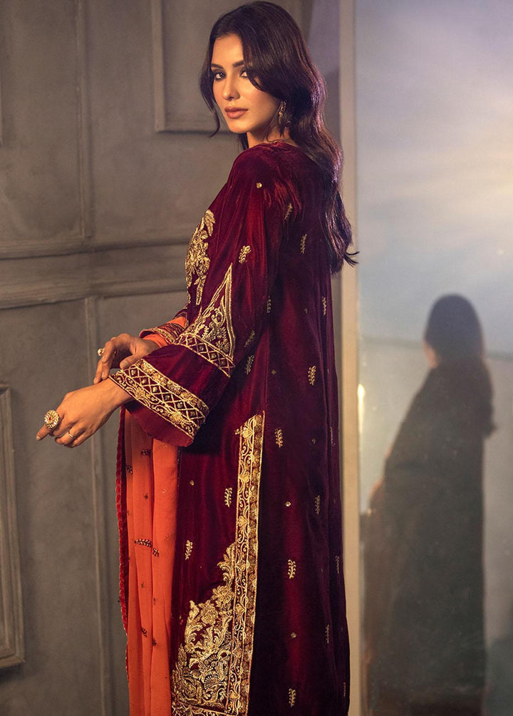 Heer By Noorma Kaamal Embroidered Velvet Suits Unstitched 3 Piece NK22H NK-V-05 - Luxury Collection