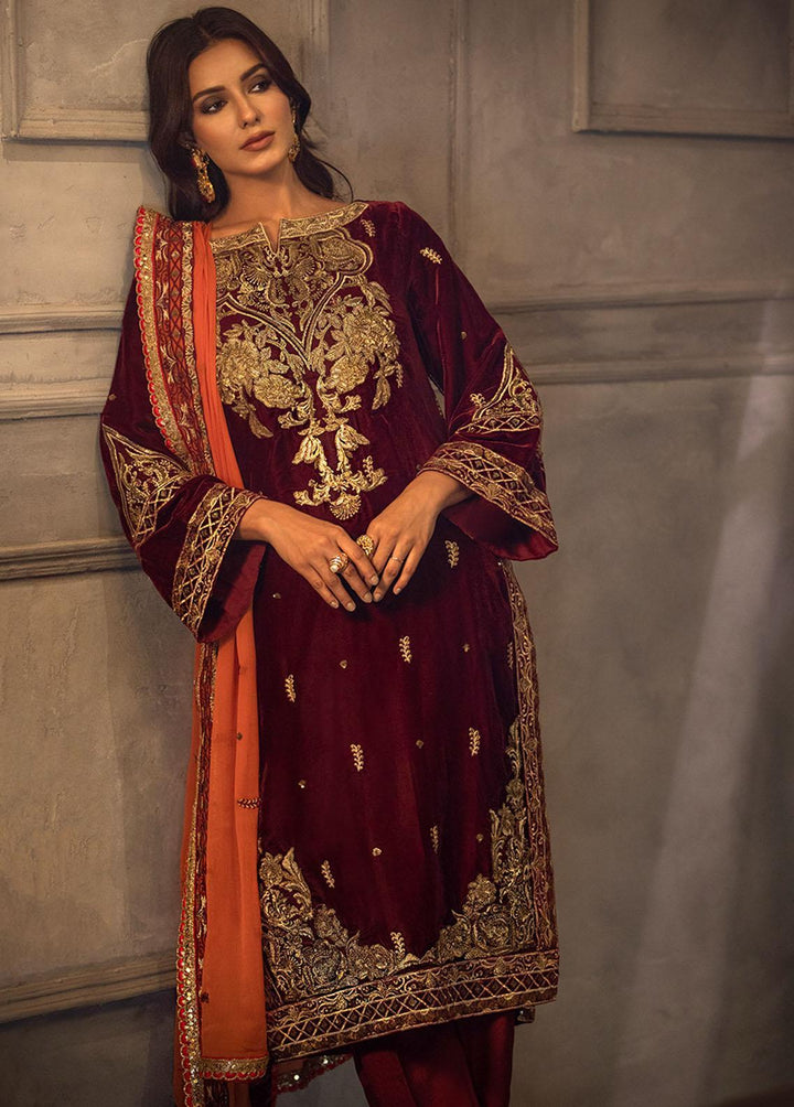 Heer By Noorma Kaamal Embroidered Velvet Suits Unstitched 3 Piece NK22H NK-V-05 - Luxury Collection