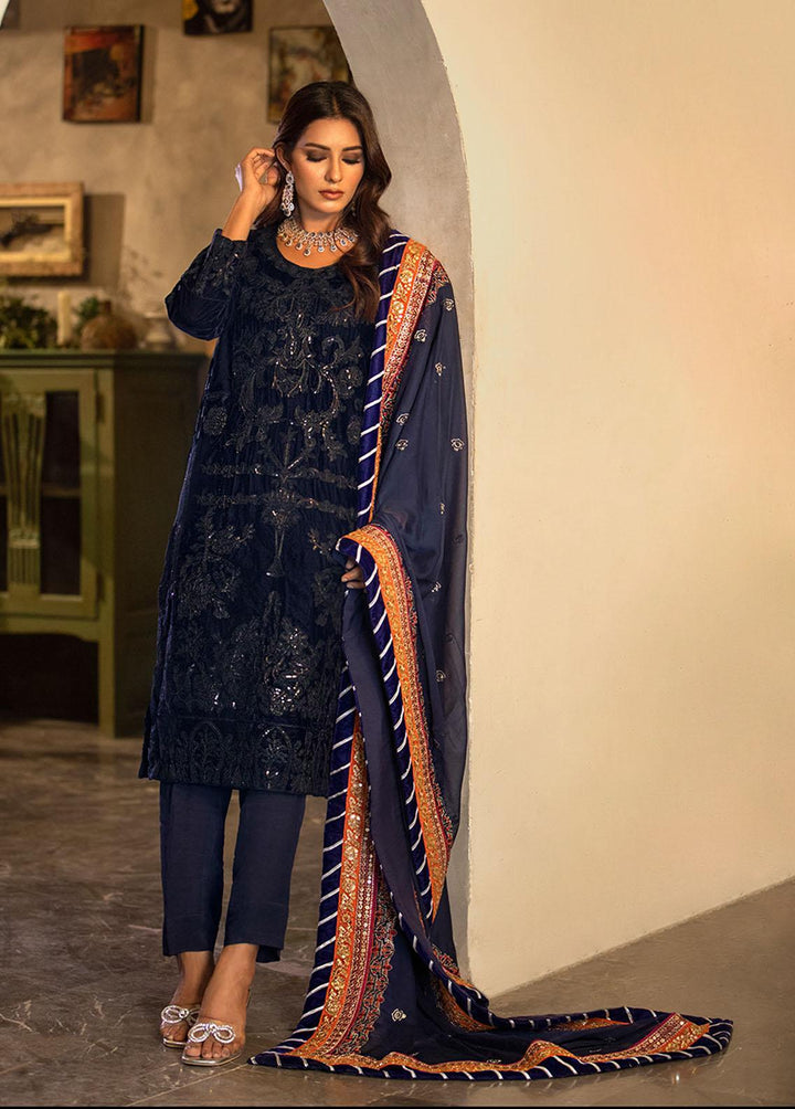 Heer By Noorma Kaamal Embroidered Velvet Suits Unstitched 3 Piece NK22H NK-V-06 - Luxury Collection