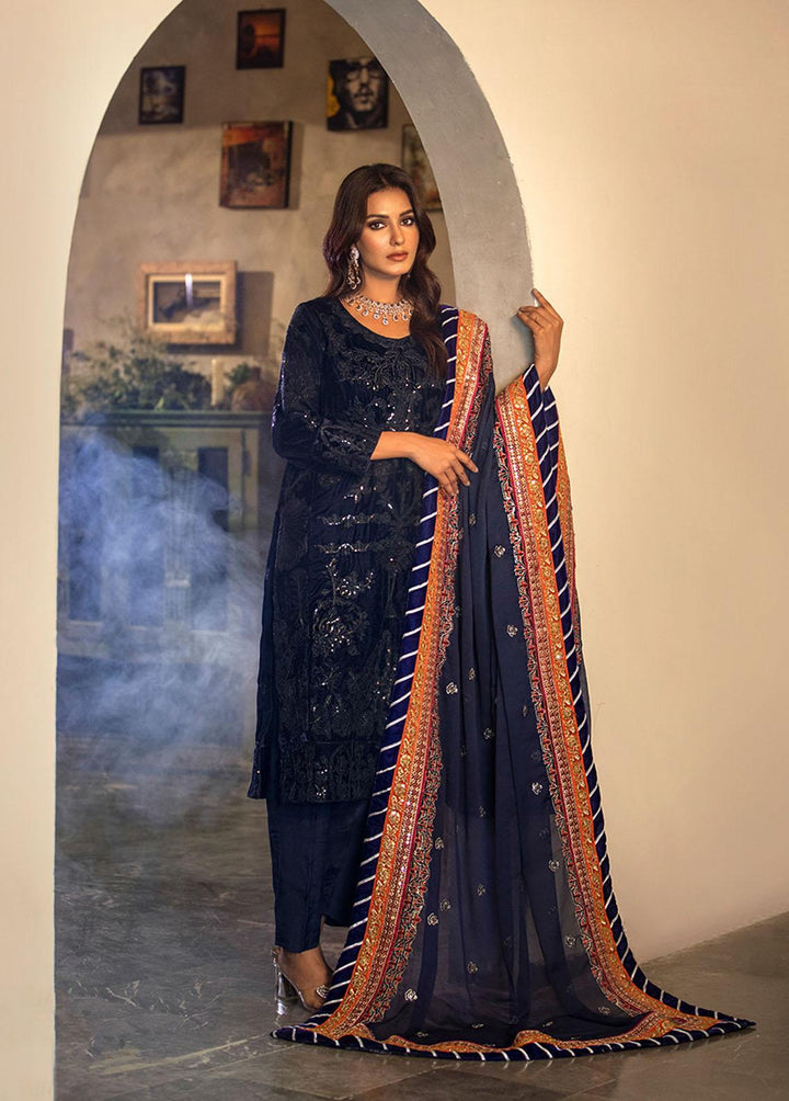 Heer By Noorma Kaamal Embroidered Velvet Suits Unstitched 3 Piece NK22H NK-V-06 - Luxury Collection