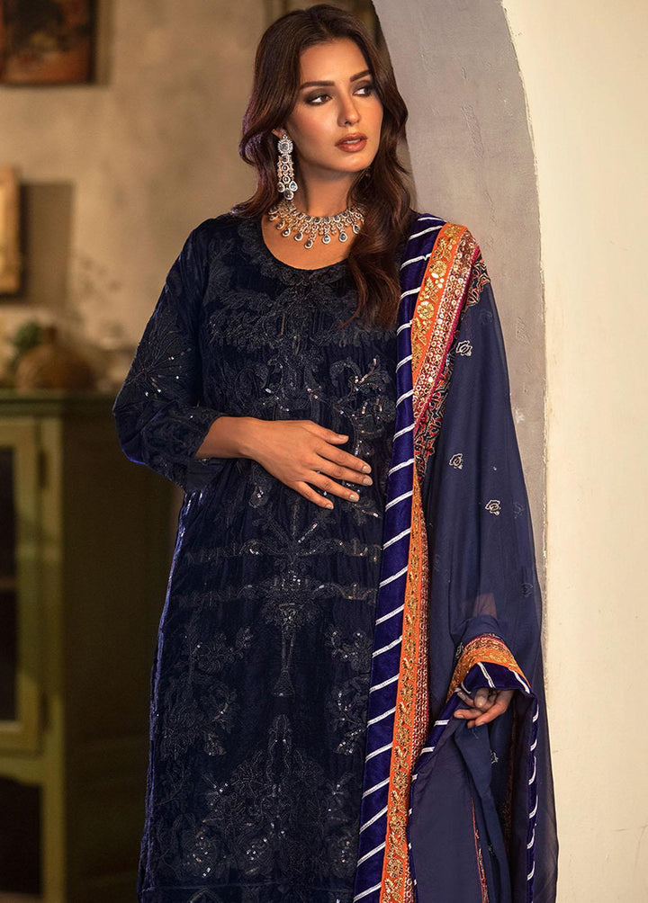 Heer By Noorma Kaamal Embroidered Velvet Suits Unstitched 3 Piece NK22H NK-V-06 - Luxury Collection