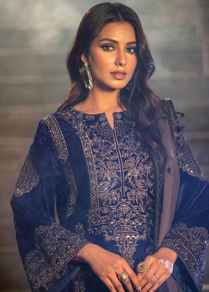 Heer By Noorma Kaamal Embroidered Velvet Suits Unstitched 3 Piece NK22H NK-V-07 - Luxury Collection