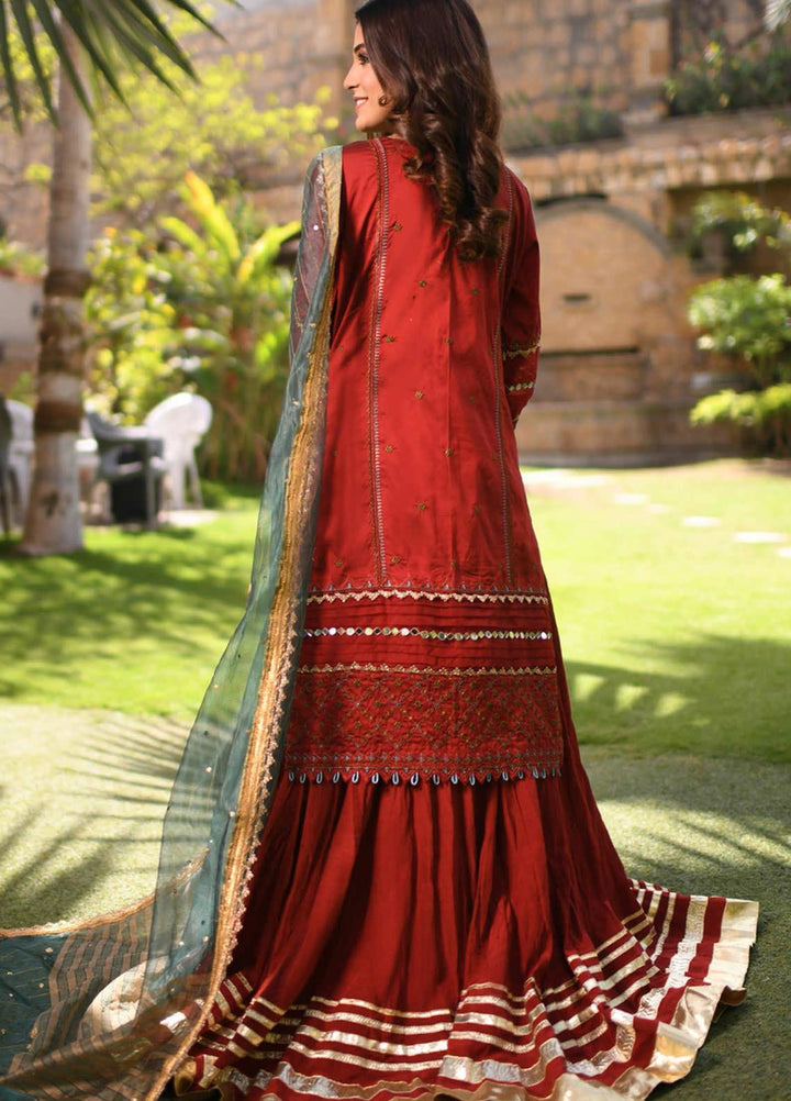 Heer by Hadia Eman Embroidered Katan Silk Suits Unstitched 3 Piece HE21H D-01 - Luxury Collection
