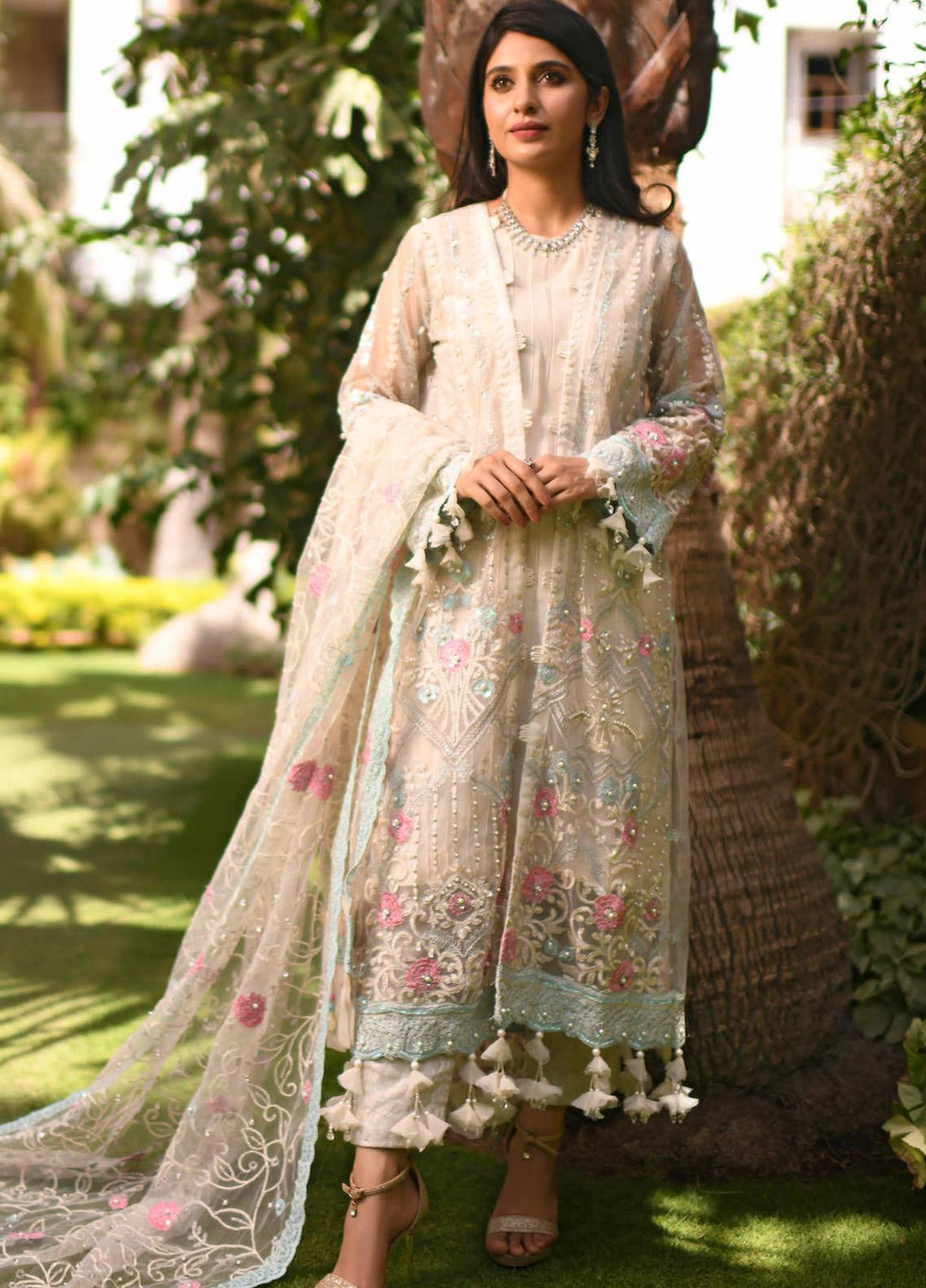 Heer by Hadia Eman Embroidered Organza Suits Unstitched 3 Piece HE21H D-05 - Luxury Collection