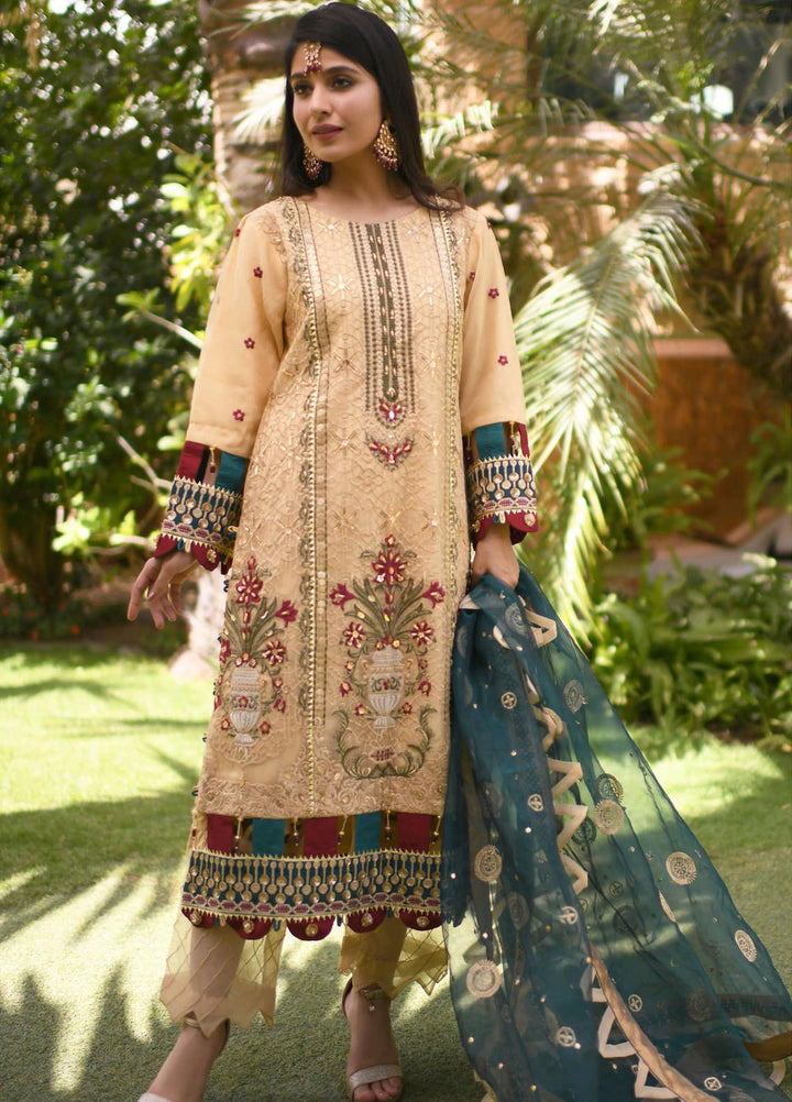 Heer by Hadia Eman Embroidered Organza Suits Unstitched 3 Piece HE21H D-06 - Luxury Collection