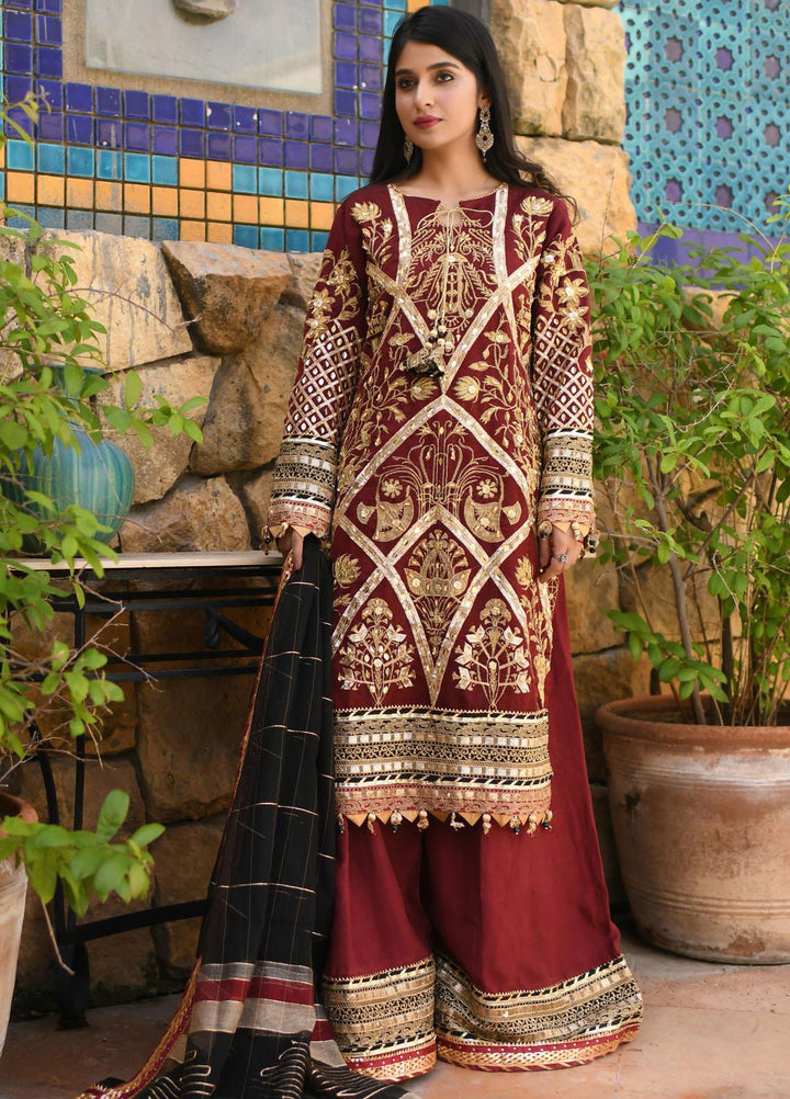 Heer by Hadia Eman Embroidered Khaadi Net Suits Unstitched 3 Piece HE21H D-07 - Luxury Collection