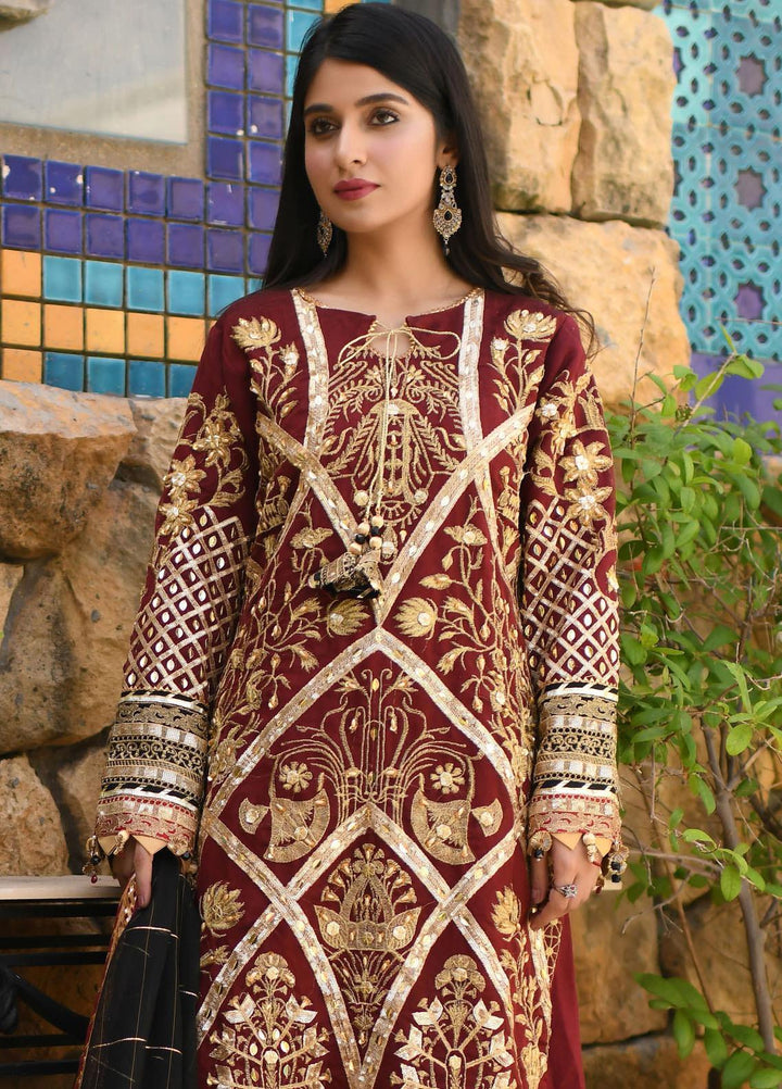 Heer by Hadia Eman Embroidered Khaadi Net Suits Unstitched 3 Piece HE21H D-07 - Luxury Collection