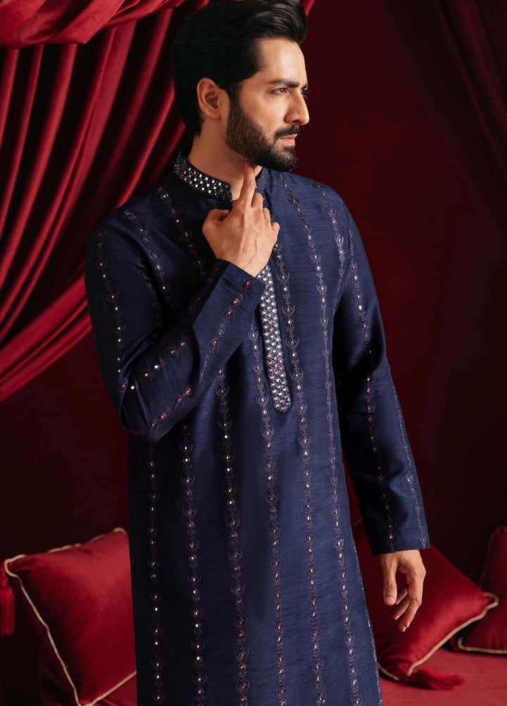 Qalamkar Raw Silk Formal Kameez Shalwar for Men -  QLM23MF MR-04