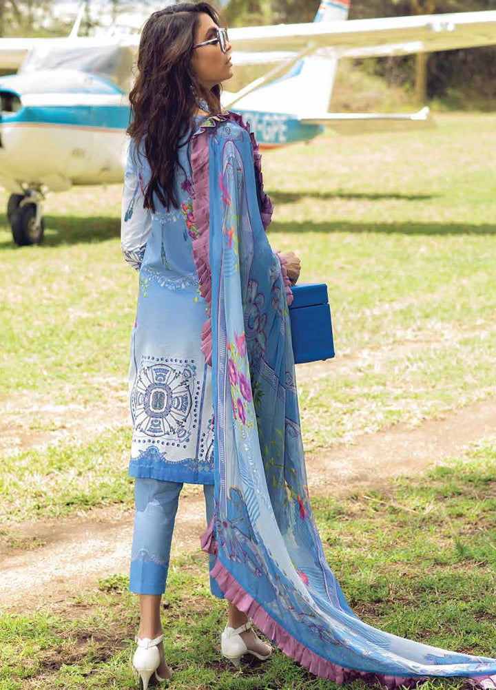 Hemline By Mushq Embroidered Chikankari Suits Unstitched 3 Piece MQ21H 02 Whispering Sky - Spring / Summer Collection