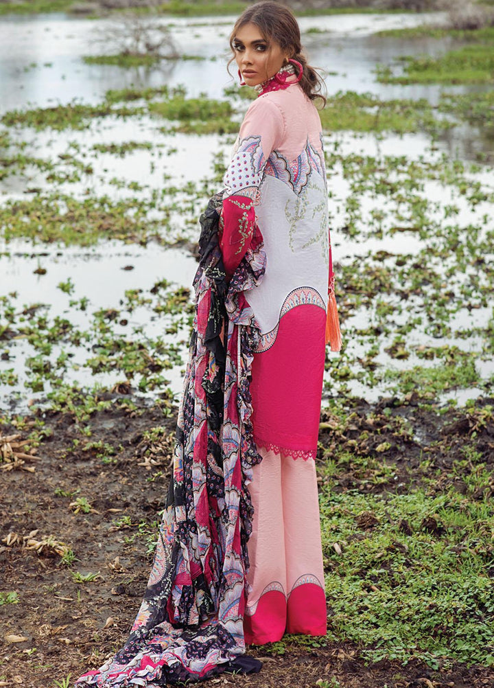 Hemline By Mushq Embroidered Chikankari Suits Unstitched 3 Piece MQ21H 08 Pink Flambe - Spring / Summer Collection