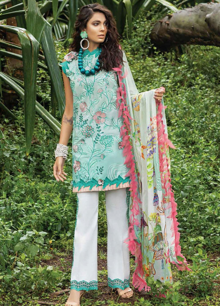 Hemline By Mushq Embroidered Chikankari Suits Unstitched 3 Piece MQ21H 10 Enchanted Forest - Spring / Summer Collection