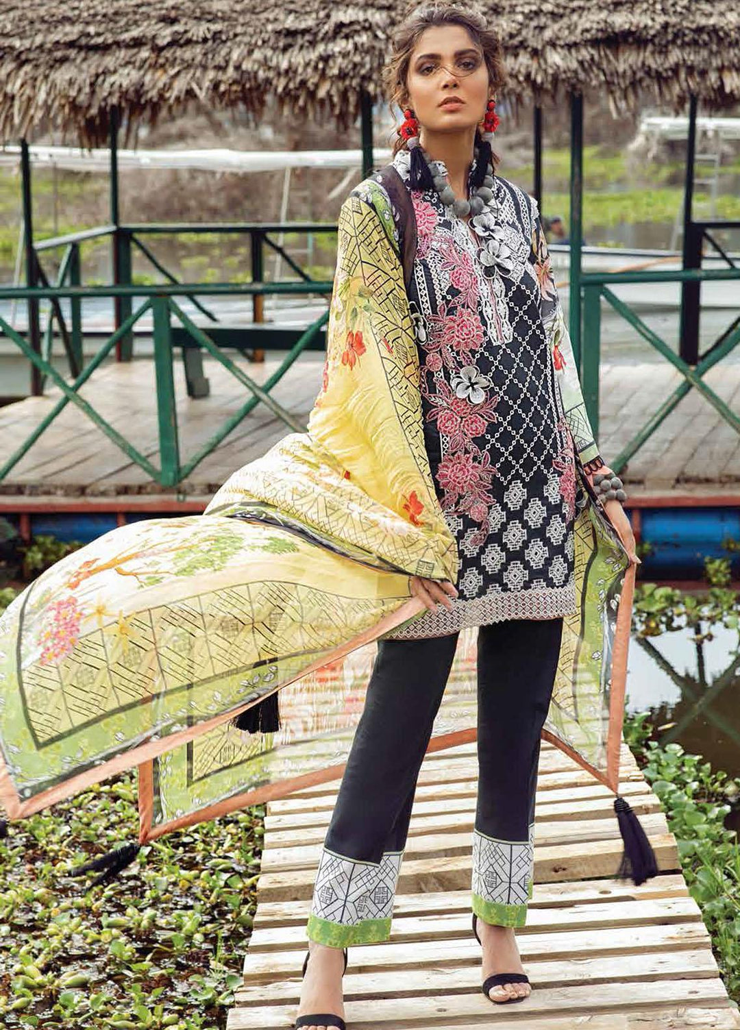 Hemline By Mushq Embroidered Chikankari Suits Unstitched 3 Piece MQ21H 16 Summer Rays - Spring / Summer Collection