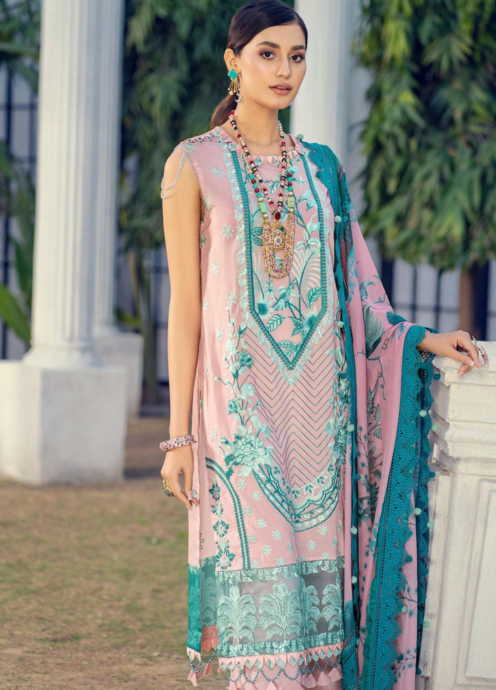 HemStitch Embroidered Lawn Suits Unstitched 3 Piece HS22LU Pink - Summer Collection
