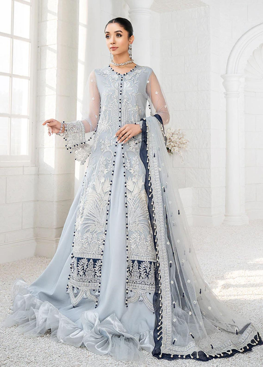 HemStitch Embroidered Net Suits Unstitched 3 Piece HST22L HL-05 MYSHA - Luxury Collection