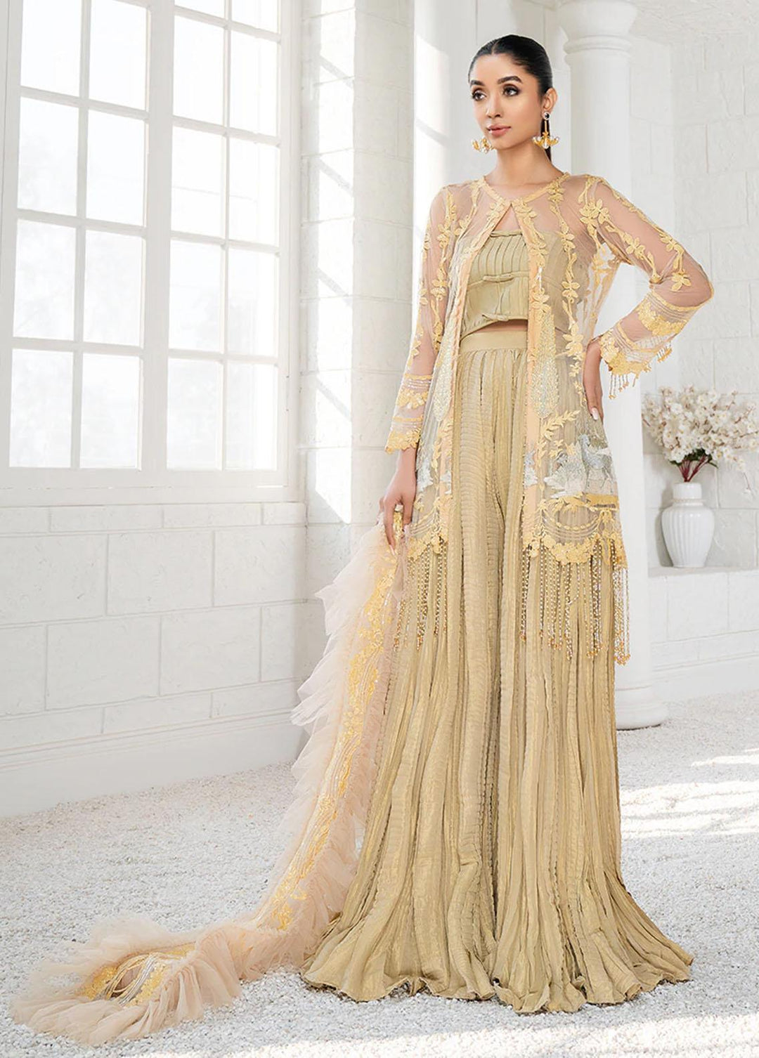 HemStitch Embroidered Net Suits Unstitched 3 Piece HST22L HL-07 AMAL - Luxury Collection