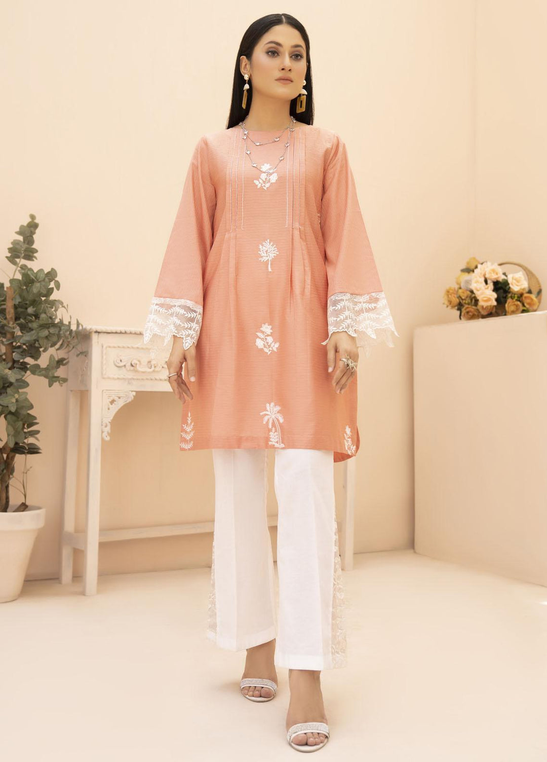 HemStitch Casual Pret Lawn Kurti HS22PK Emira Light Pink