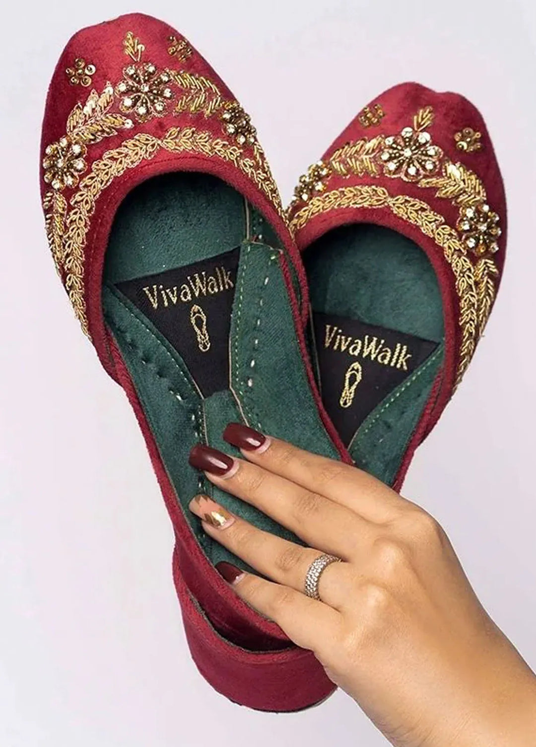 Heritage Hue By Vivawalk Festive Style Khussa Maroon Medley
