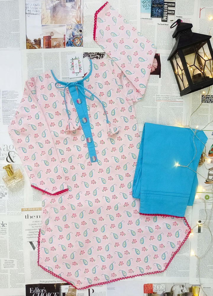 Hiba Clothing Cotton  2 Piece Suit for Girls -  HPW-007 PINK PAISLEY