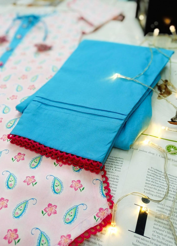 Hiba Clothing Cotton  2 Piece Suit for Girls -  HPW-007 PINK PAISLEY