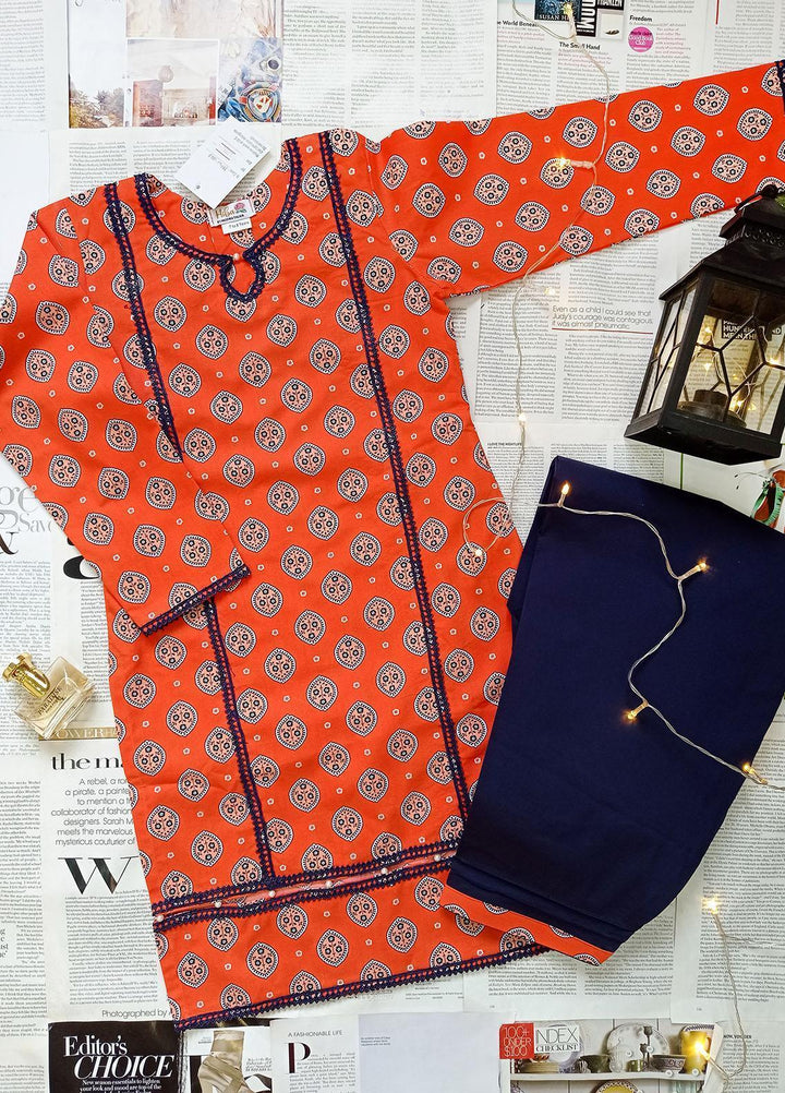 Hiba Clothing Cotton  Girls 2 Piece Suit -  HPW-008 ORANGETASTIC