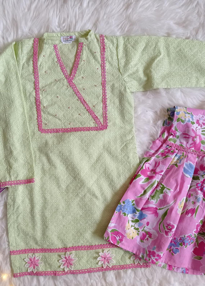 Hiba Clothing Chikankari Fancy Girls 2 Piece Suit -  HEC-004 Pastel Green