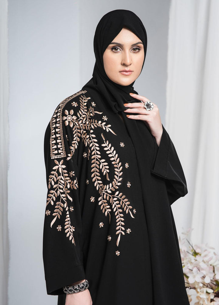 Hijab ul Ameer  Nida Casual Abaya JS-848 Black Floral