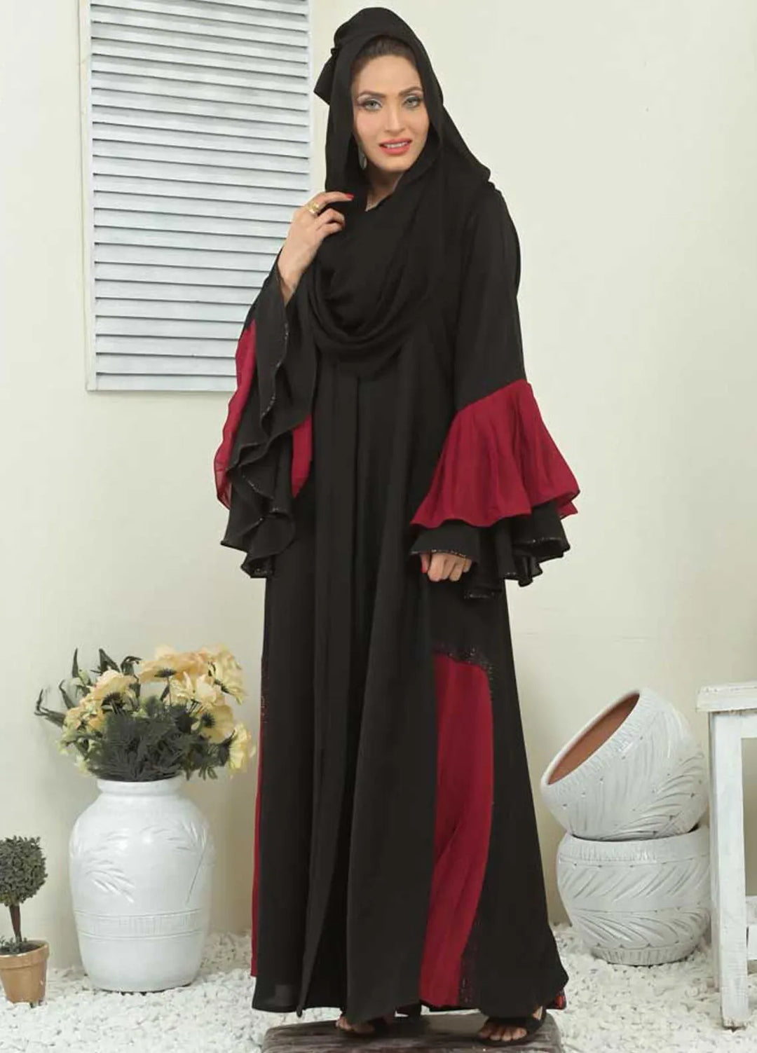 Hijab ul Ameer Pret Casual Abaya Lavish Red