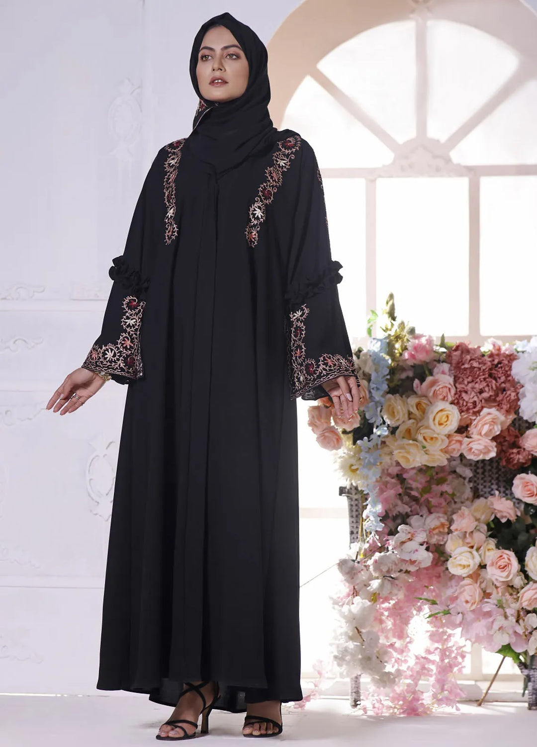 Hijab ul Ameer Pret Embroidered  Abaya JS 683 Embroidery Abaya