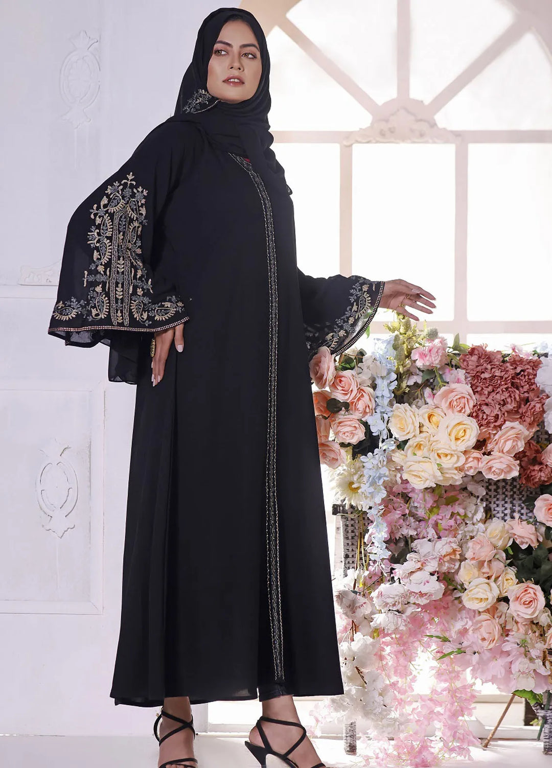 Hijab ul Ameer Pret Embroidered  Abaya JS 691 Embroidery Abaya