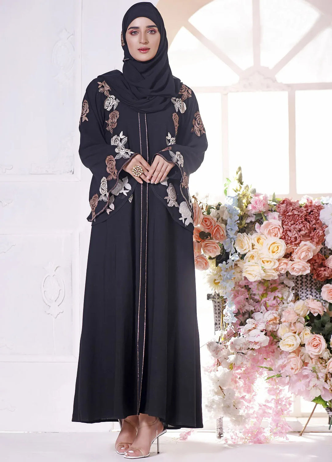 Hijab ul Ameer Pret Embroidered  Abaya JS 694 Embroidery Abaya