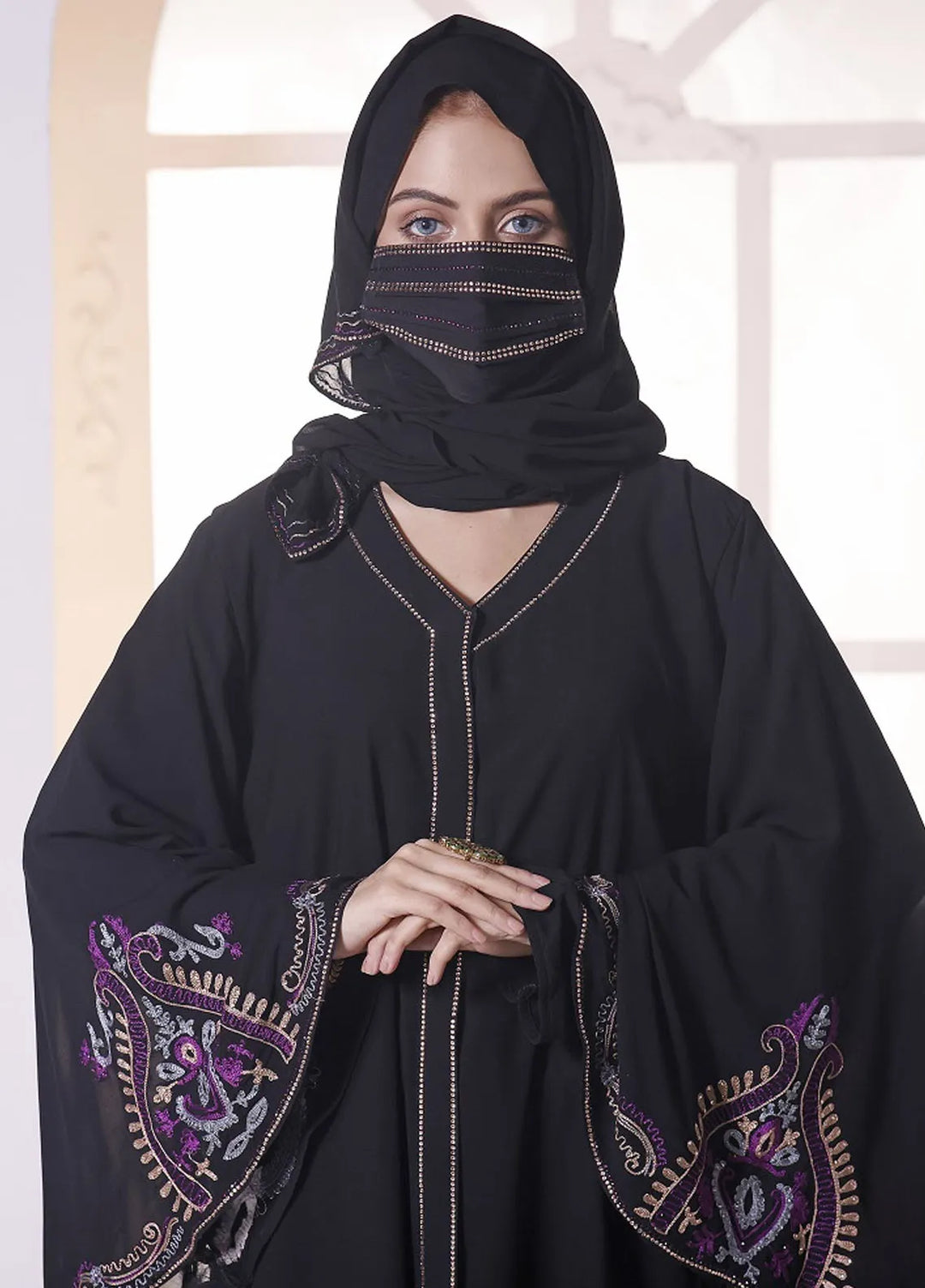 Hijab ul Ameer Pret Embroidered  Abaya Multi Embroidery Abaya