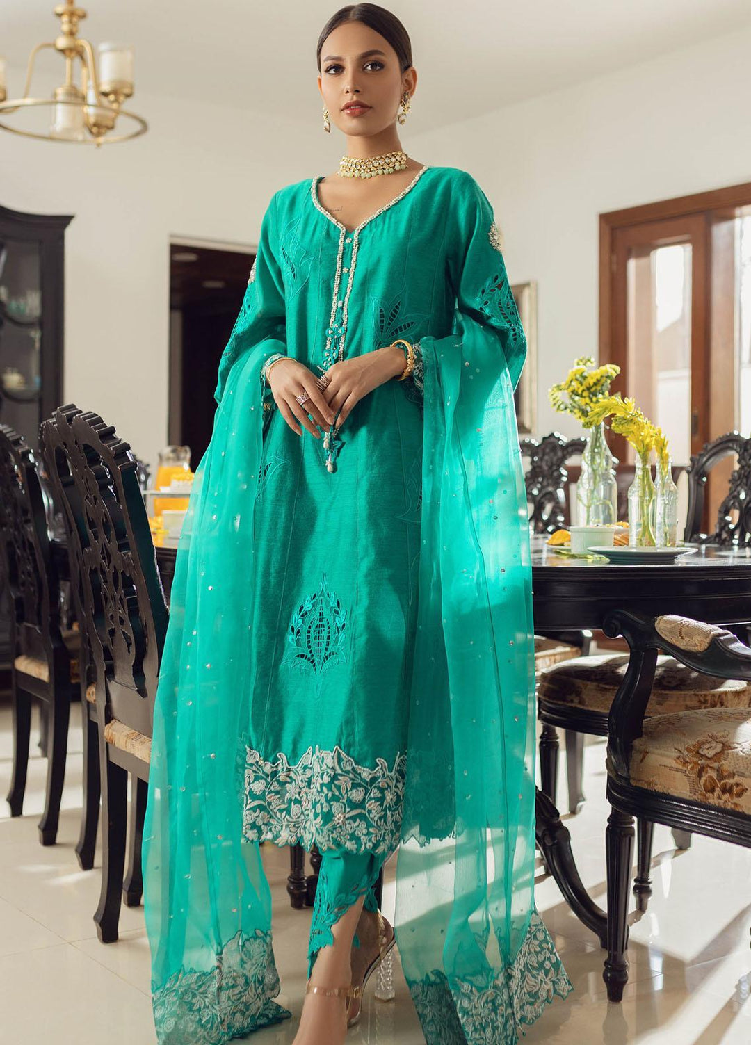 Hue Luxury Pret Cotton Silk Shirt HUP22AR NAYAB