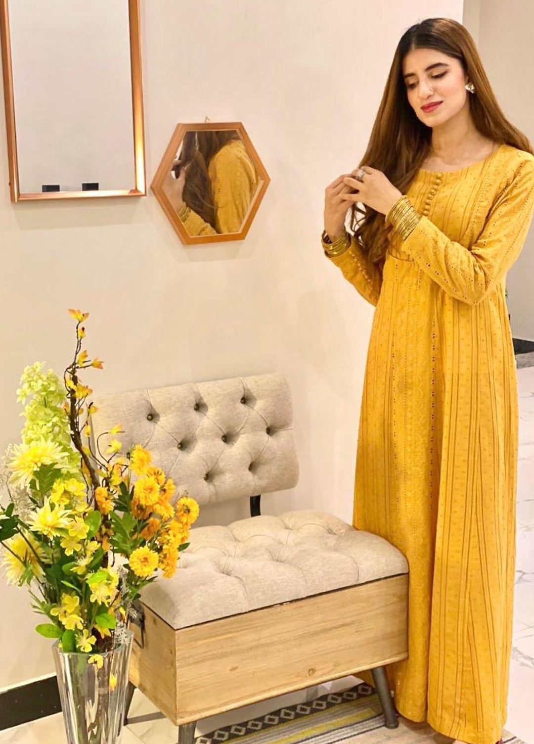Hues Atelier Pret Casual Cotton 1 Piece HA23B Mustard Era