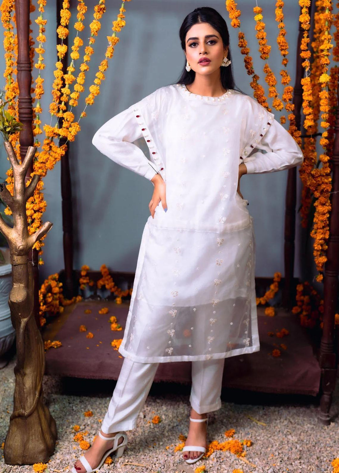 PSK Couture Pret Embroidered Tissue 2 Piece Suit ARCTIC QUEEN