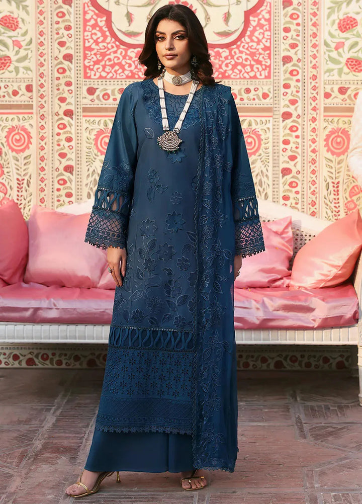 Husn e Jahan by Mahnur Embroidered Lawn Suits Unstitched 3 Piece MN25HJ Cyania - Summer Collection