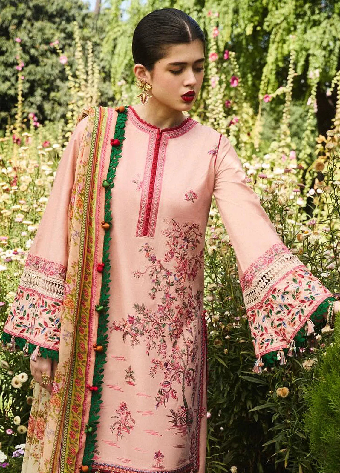Roshan by Hussain Rehar Embroidered Lawn Suits Unstitched 3 Piece HRR23R Abar - Luxury Collection